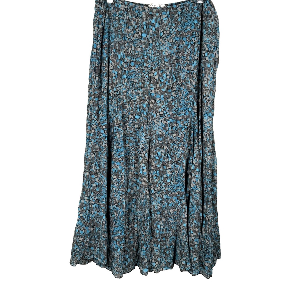 Rafael Full Midi Skirt‎ Sz L Blue Elastic Boho Forest Fairy Mermaid Lined Flowy